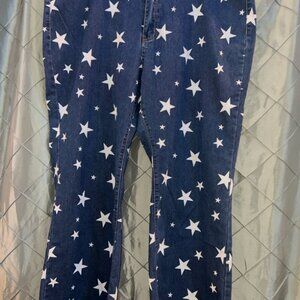 Shien Curvy 4XL White Stars Denim‎ Jeans